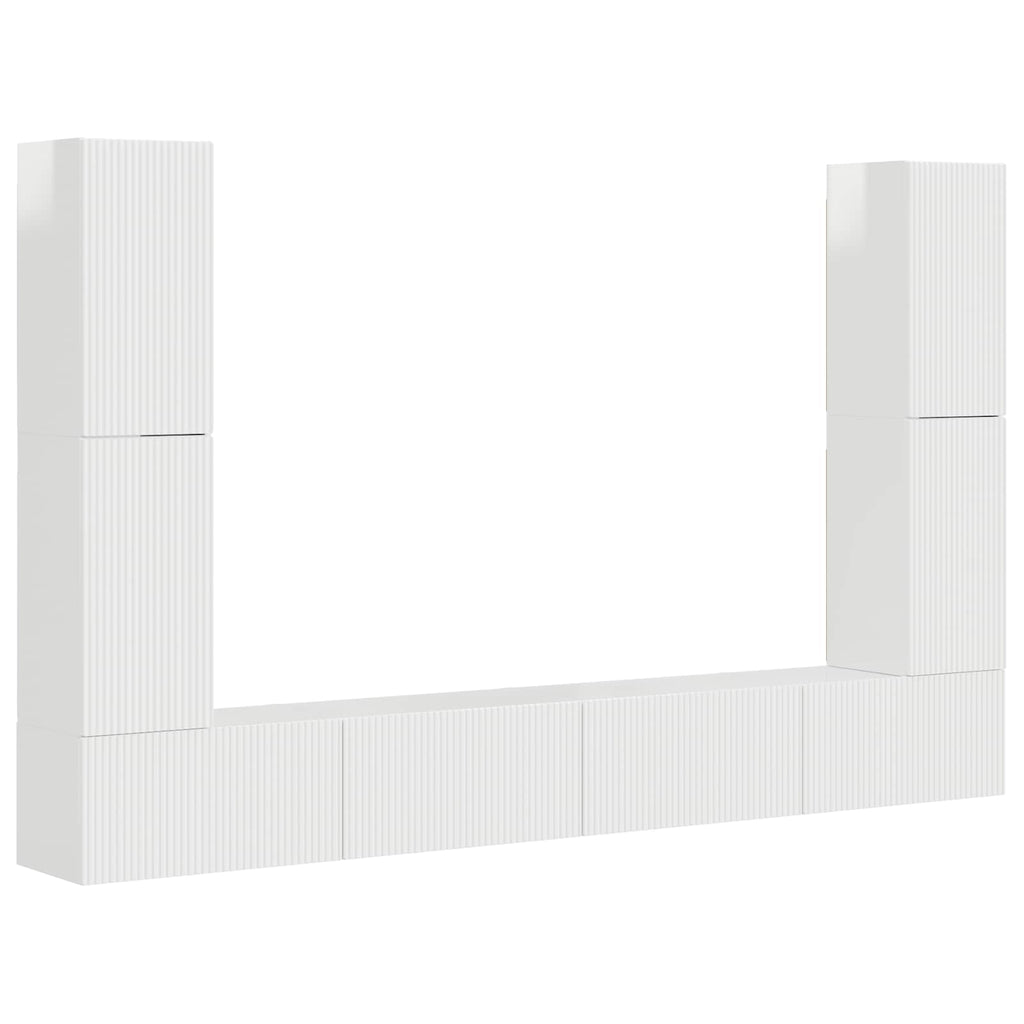 TV-Schrankset 8 pcs Hochglanz Weiß Holzwerkstoff