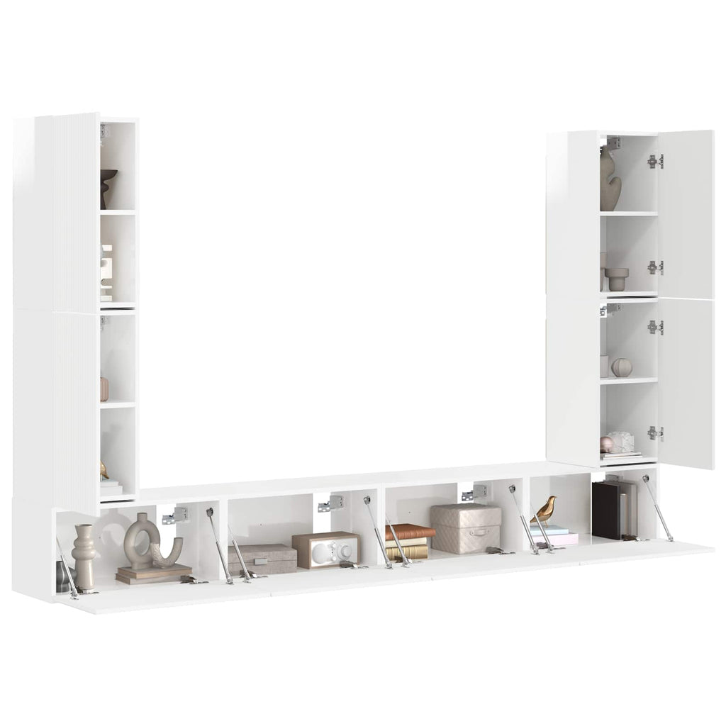 TV-Schrankset 8 pcs Hochglanz Weiß Holzwerkstoff