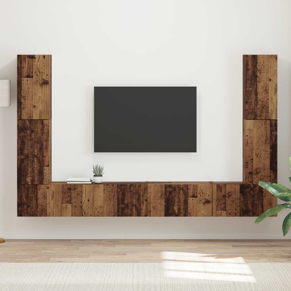 TV-Schrankset 8 pcs Altholz Holzwerkstoff