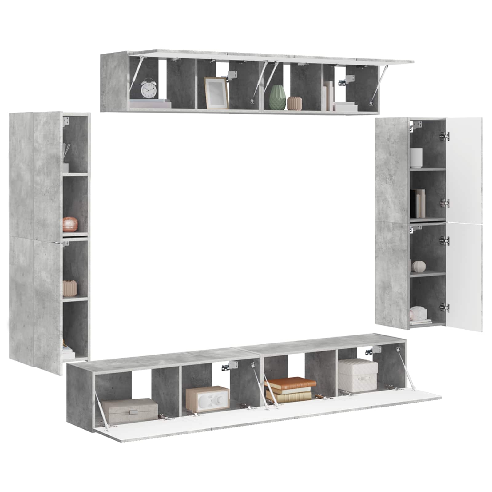 TV-Schränk 8 pcs Beton Grau