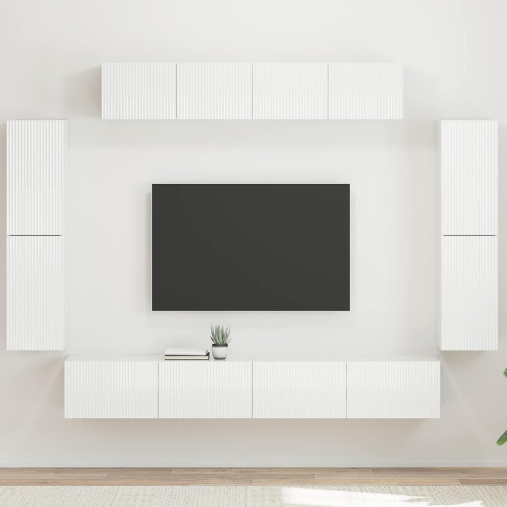TV-Schränk 8 pcs Hochglanz Weiß