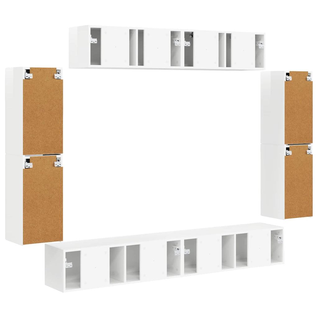 TV-Schränk 8 pcs Hochglanz Weiß