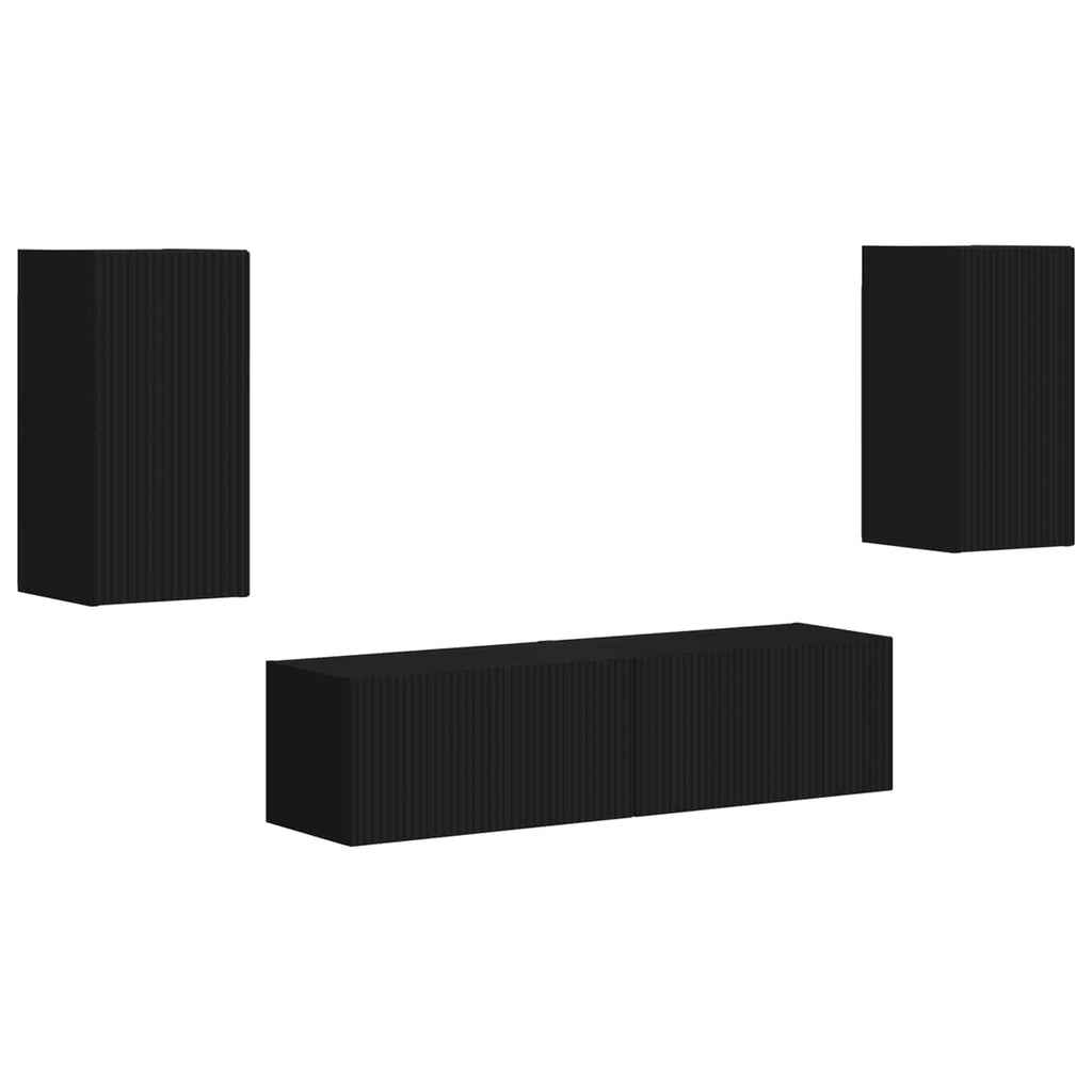 TV-Schrankset 4 pcs Schwarz Holzwerkstoff