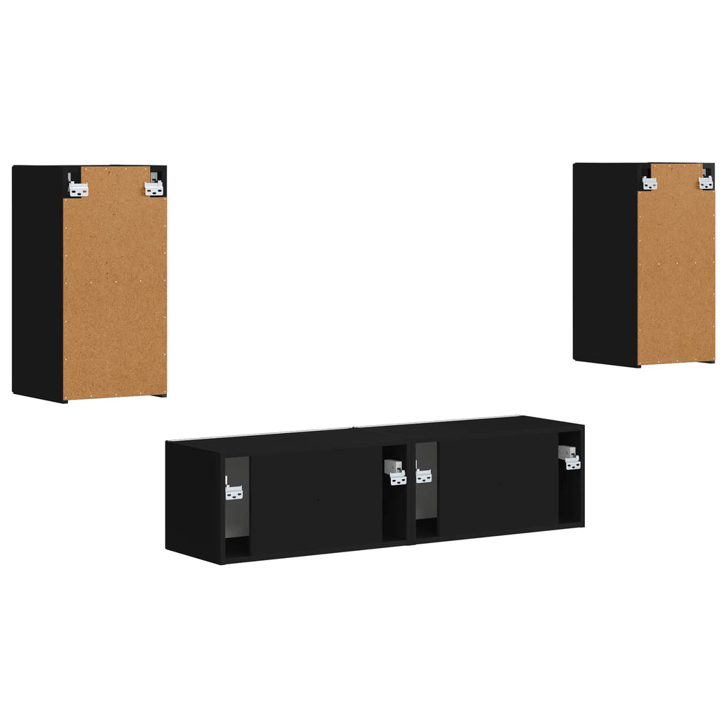 TV-Schrankset 4 pcs Schwarz Holzwerkstoff