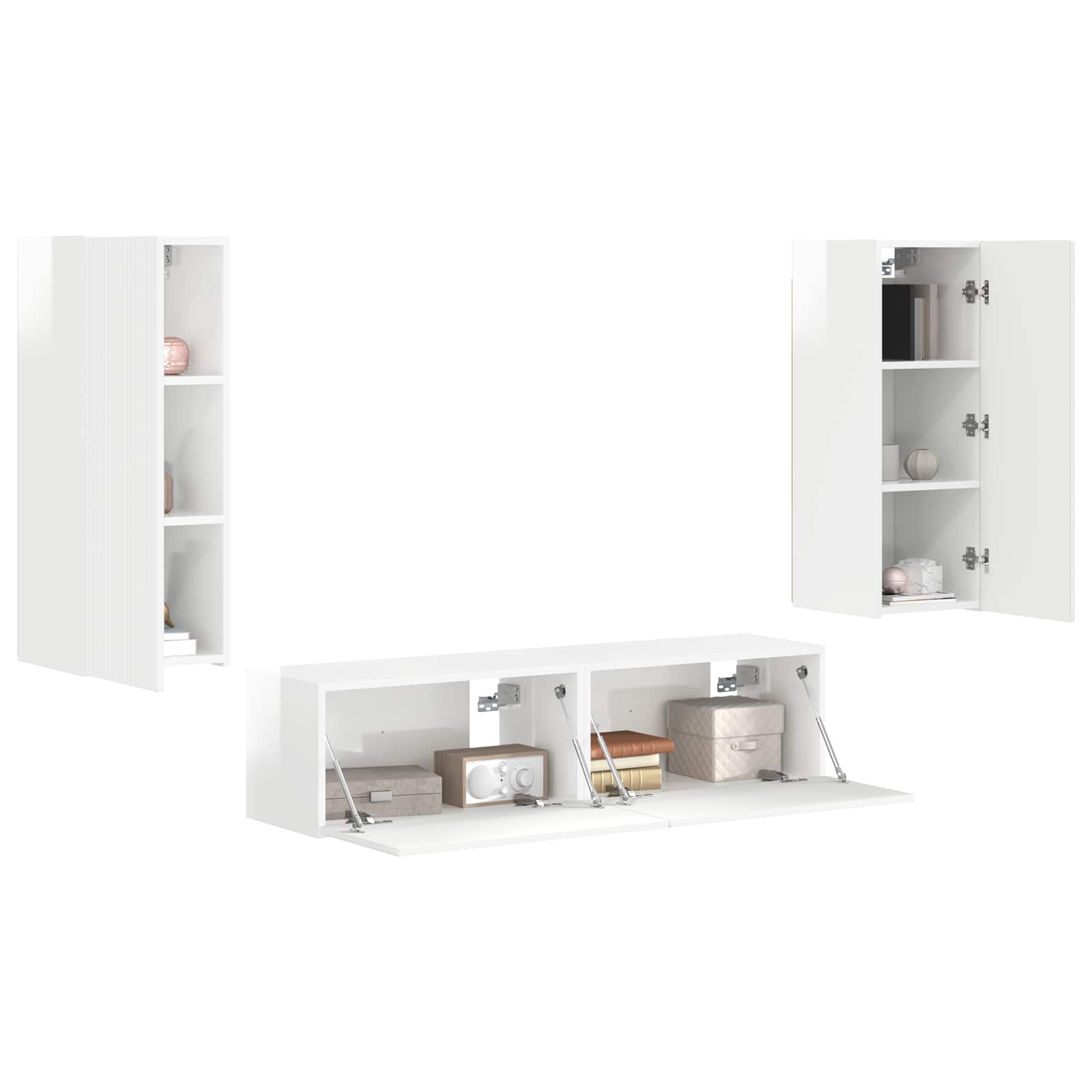 TV-Schrankset 4 pcs Hochglanz Weiß Holzwerkstoff