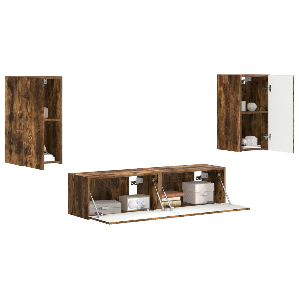 TV-Schrankset 4 pcs Geräucherte Eiche Holzwerkstoff