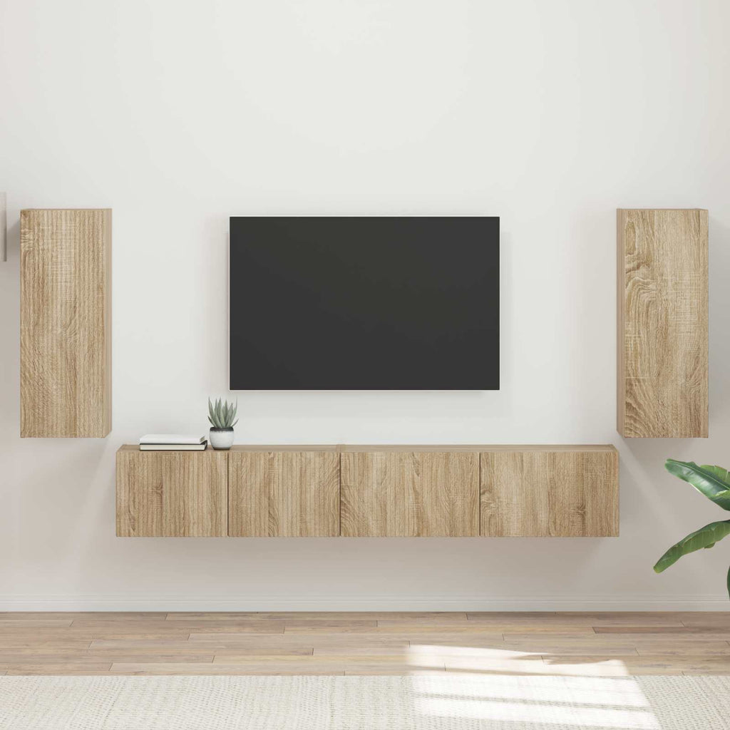 TV-Schrankset 4 pcs Sonoma-Eiche Holzwerkstoff