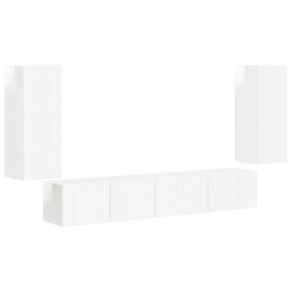 TV-Schrankset 4 pcs Hochglanz Weiß Holzwerkstoff