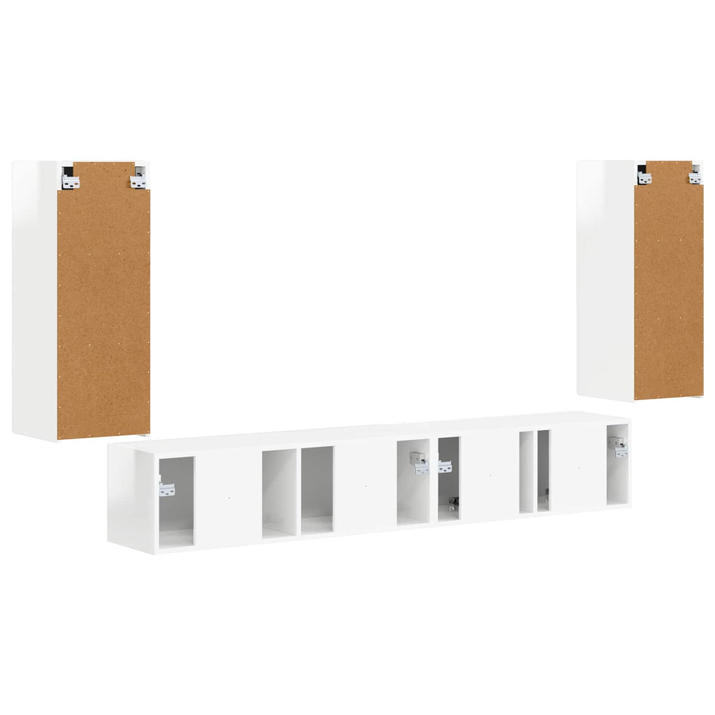 TV-Schrankset 4 pcs Hochglanz Weiß Holzwerkstoff