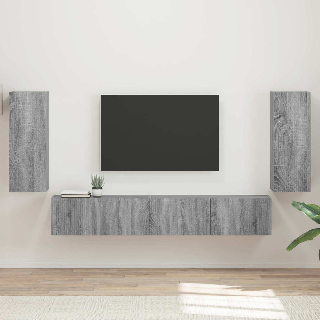 TV-Schrankset 4 pcs Graues Sonoma Holzwerkstoff