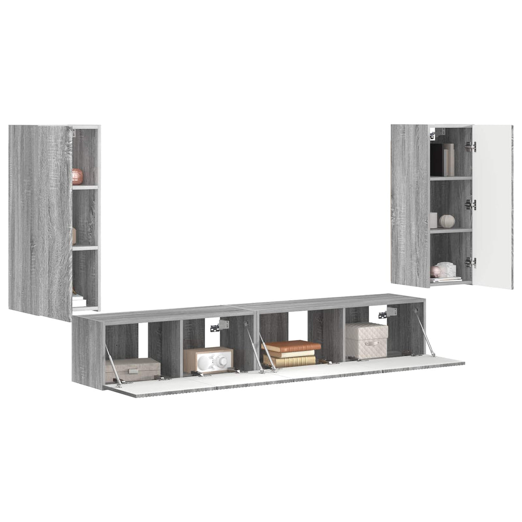 TV-Schrankset 4 pcs Graues Sonoma Holzwerkstoff