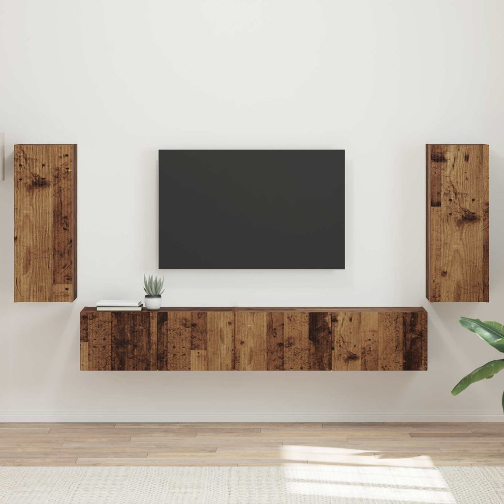 TV-Schrankset 4 pcs Altholz Holzwerkstoff