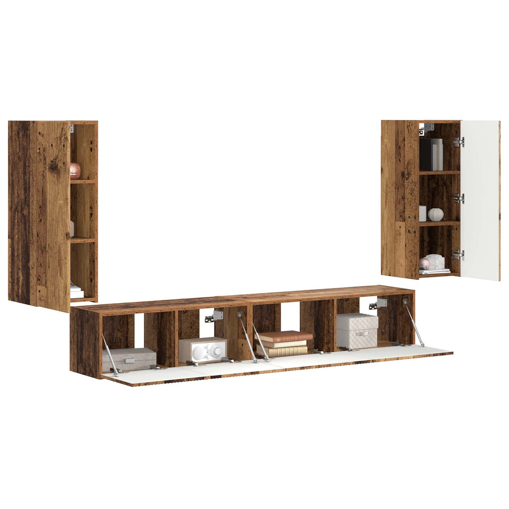 TV-Schrankset 4 pcs Altholz Holzwerkstoff