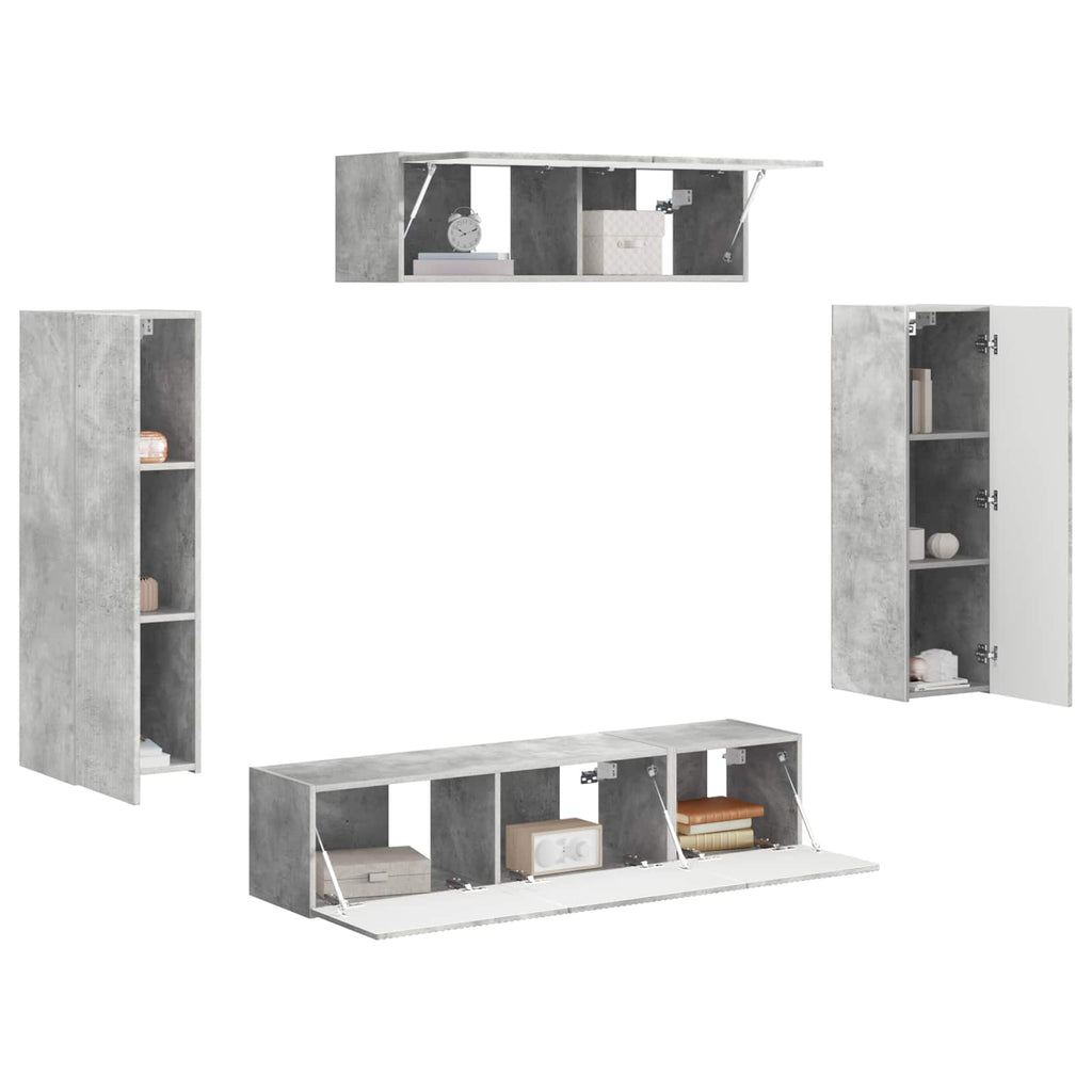 TV-Schränk 5 pcs Beton Grau