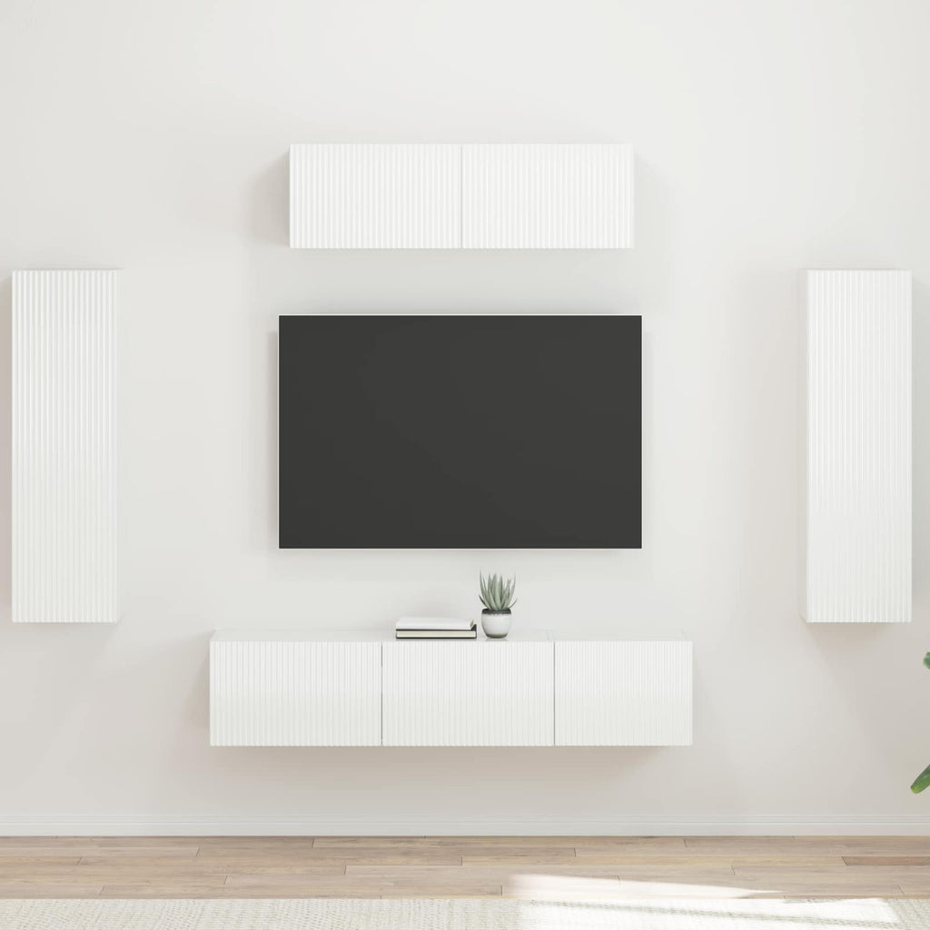 TV-Schränk 5 pcs Hochglanz Weiß