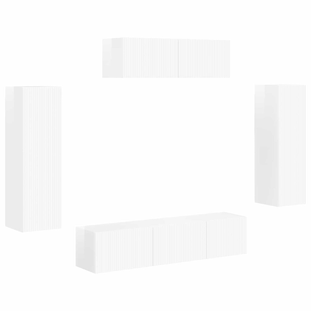 TV-Schränk 5 pcs Hochglanz Weiß