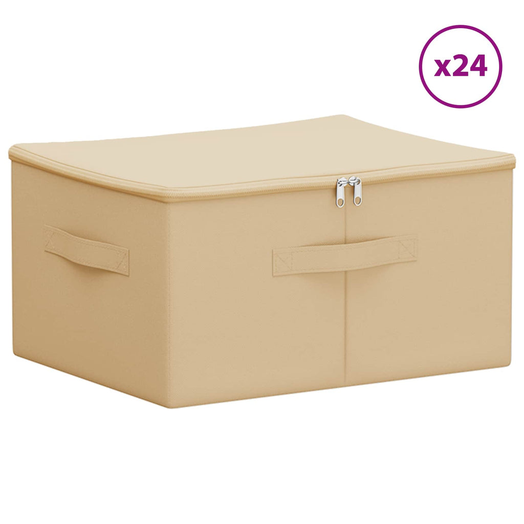 Aufbewahrungsbox 24 pcs Creme 50 x 30 x 25 cm Vliesstoff