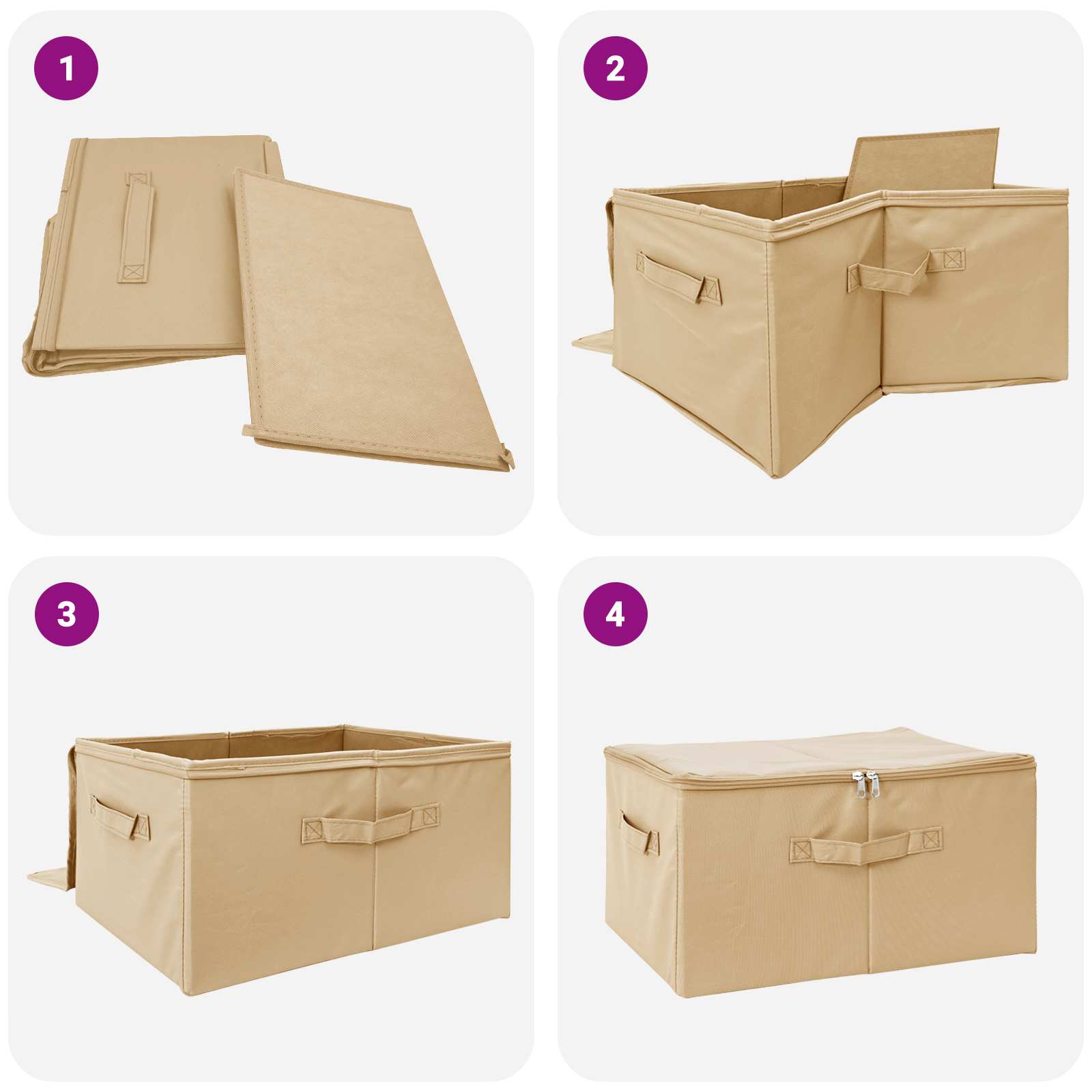 Aufbewahrungsbox 2 pcs Creme 60 x 43 x 35 cm Vliesstoff