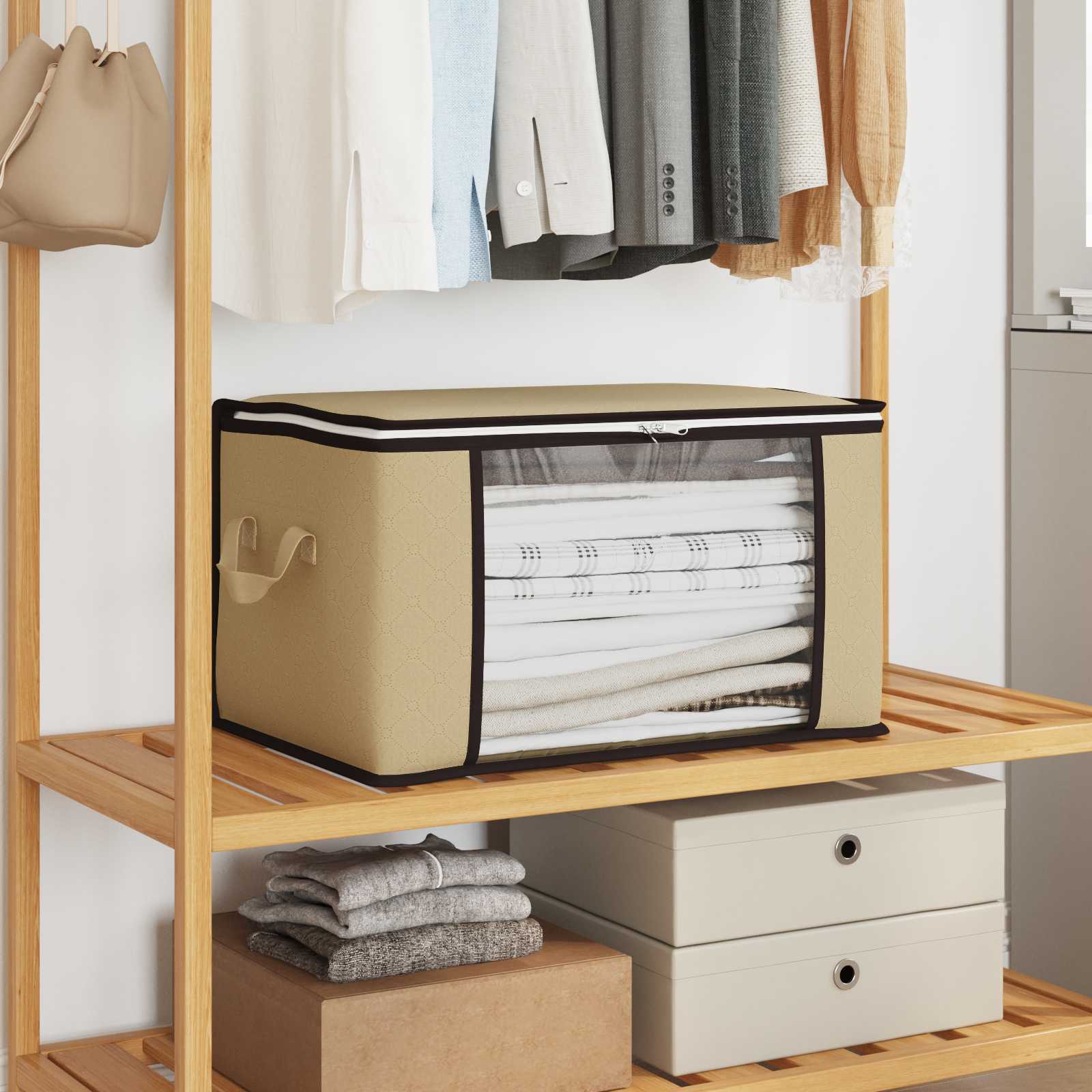 Aufbewahrungsbox mit transparentem Seitenfenster 6 pcs Creme
