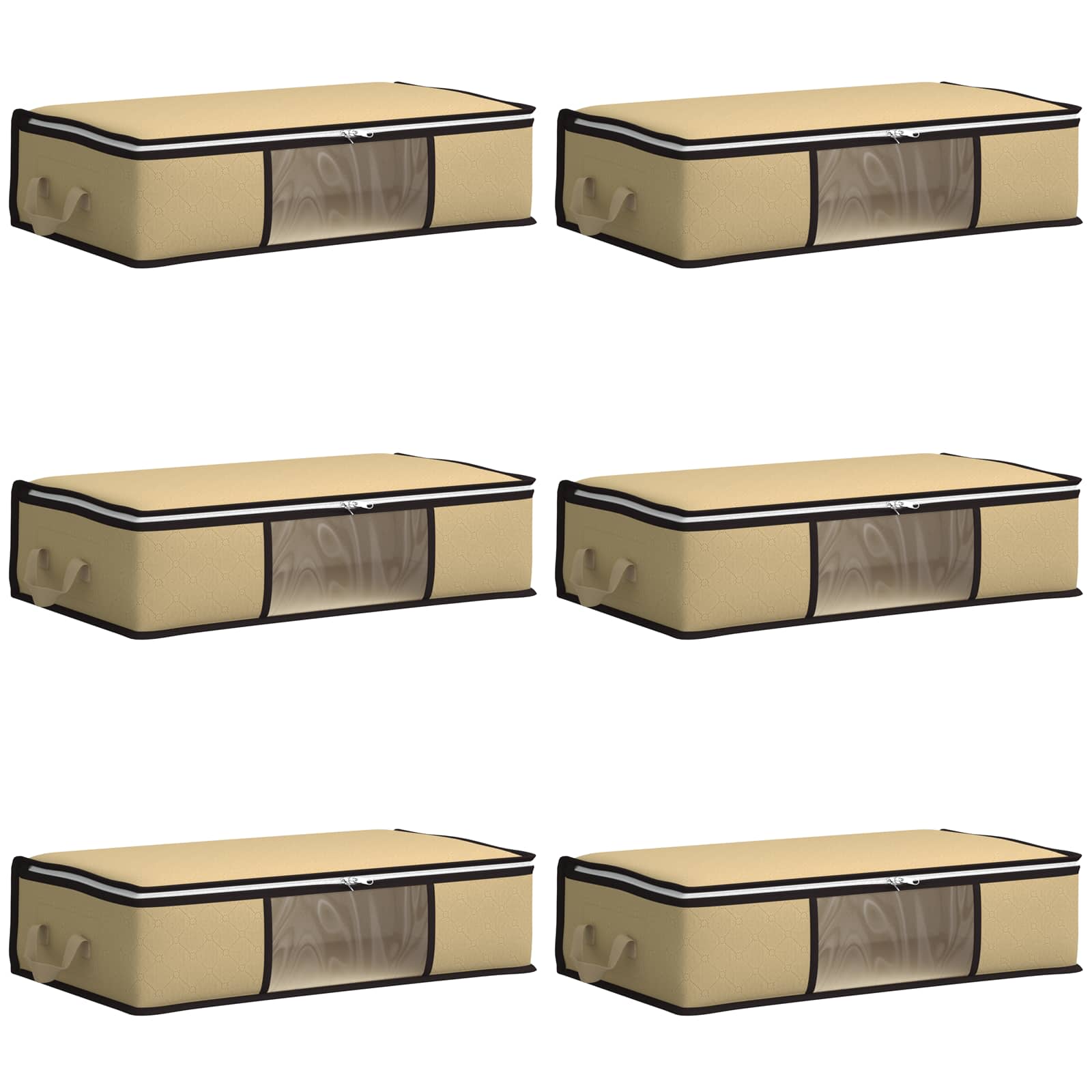 Aufbewahrungsbox mit transparentem Seitenfenster 6 pcs Creme