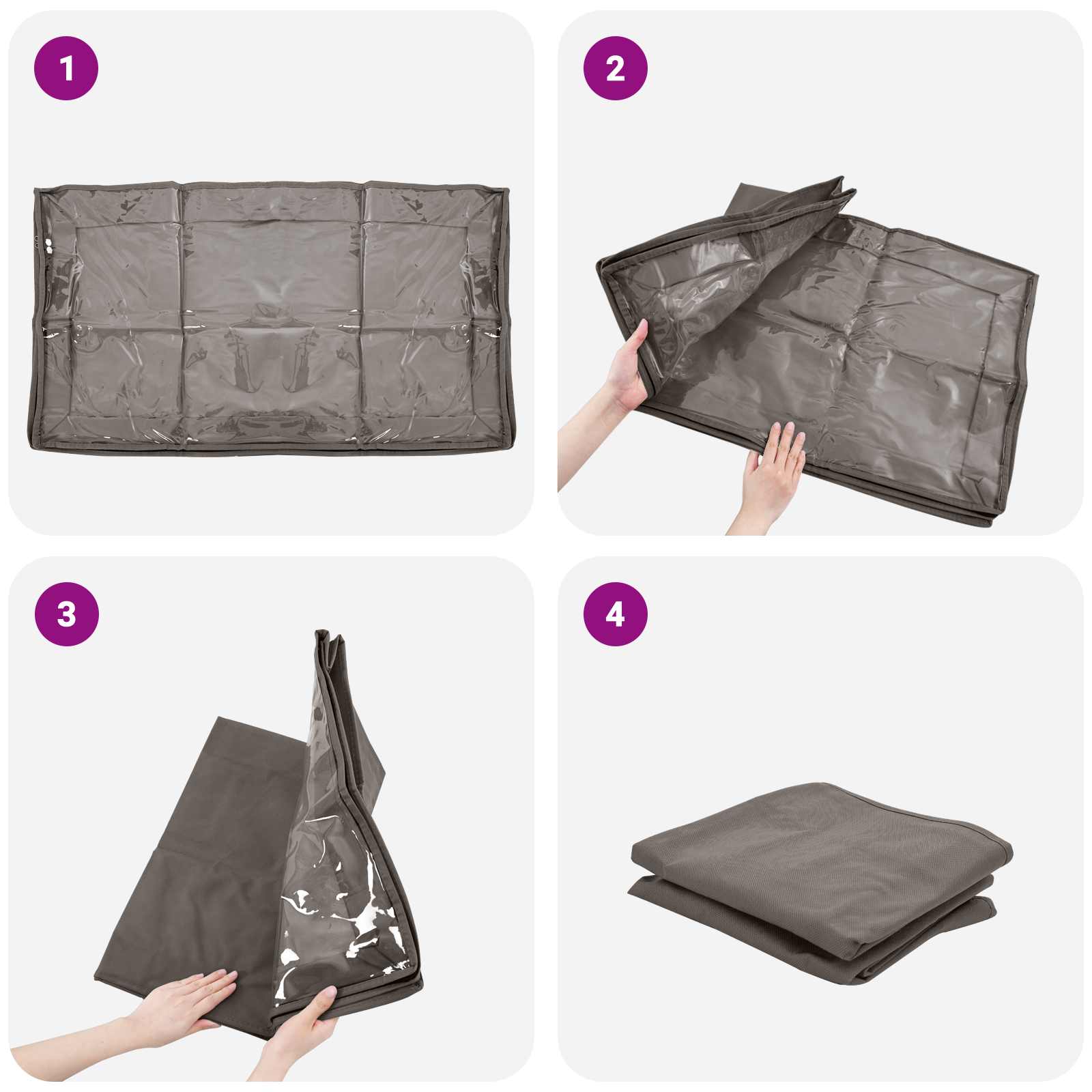 Aufbewahrungsbox mit transparentem Oberfenster 2 pcs Grau