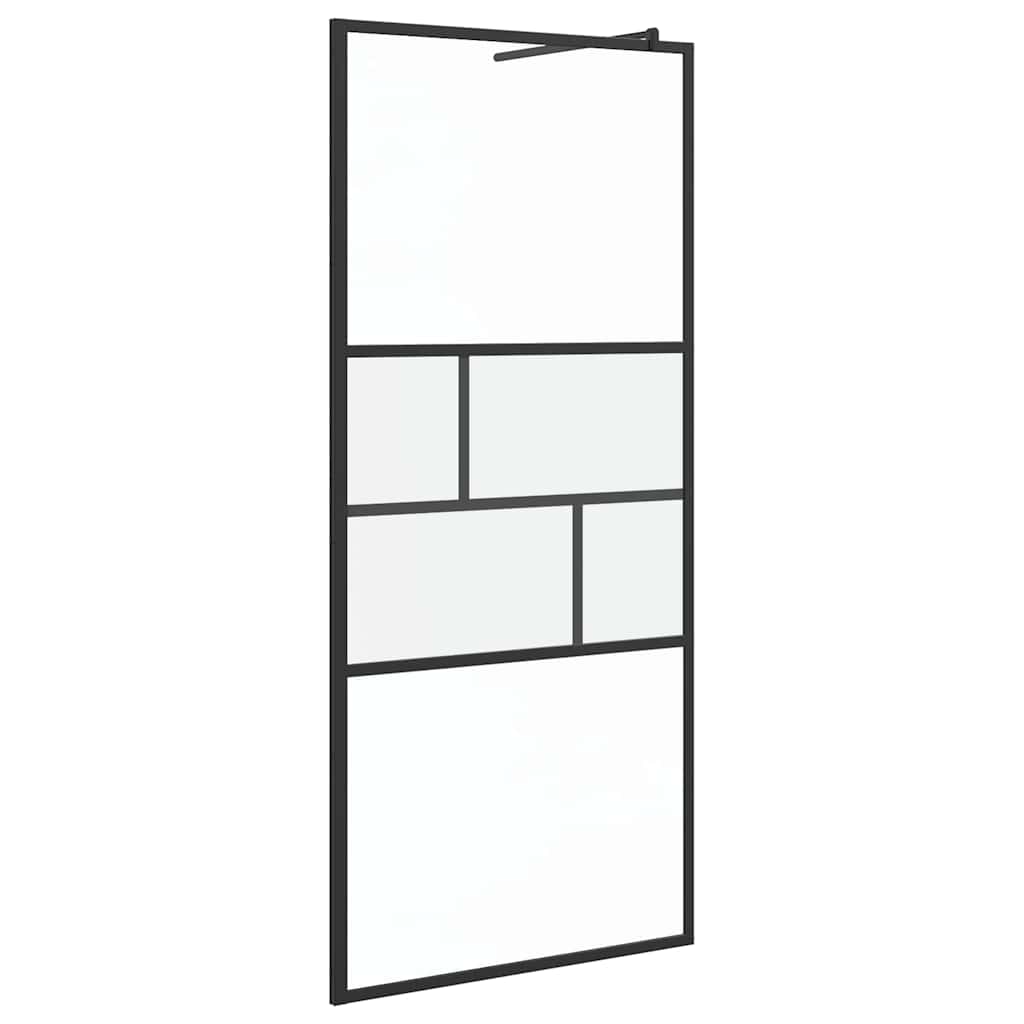 Walk-in Duschwand Schwarz 90 x 195 x 0,5 cm Glas und Aluminium