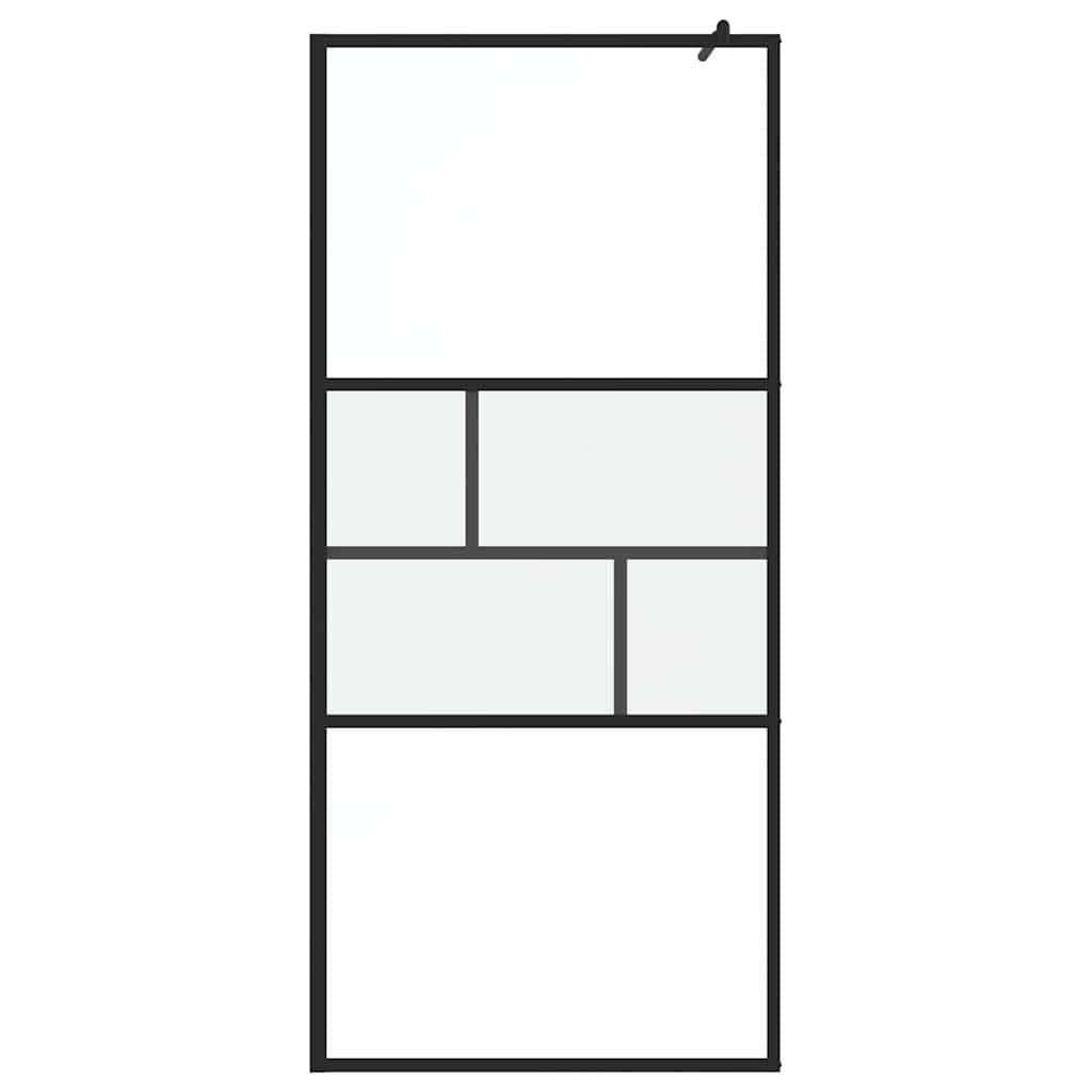 Walk-in Duschwand Schwarz 90 x 195 x 0,5 cm Glas und Aluminium