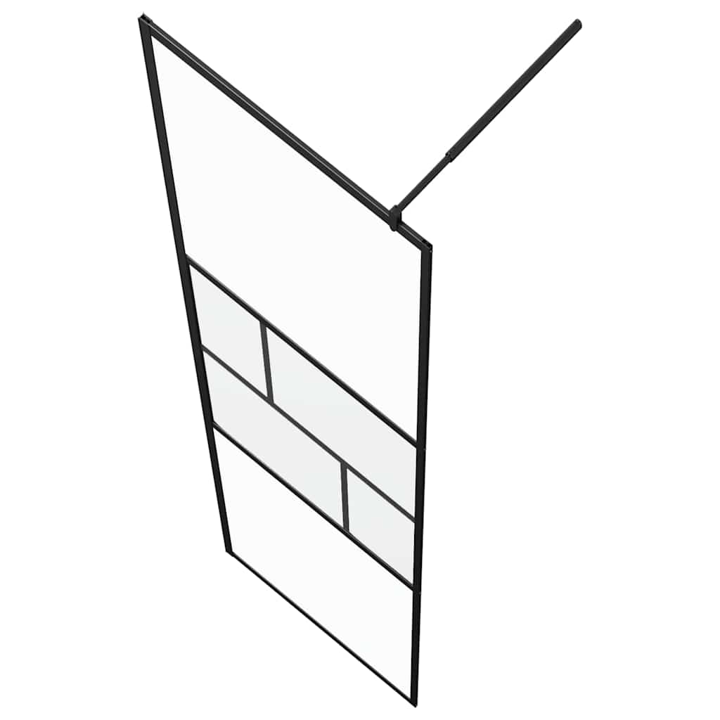 Walk-in Duschwand Schwarz 90 x 195 x 0,5 cm Glas und Aluminium