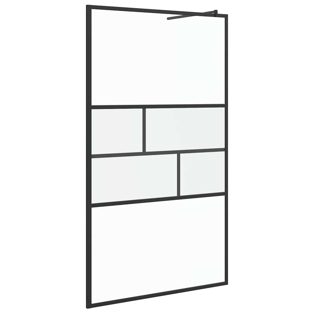 Walk-in Duschwand Schwarz 115 x 195 x 0,5 cm Glas und Aluminium