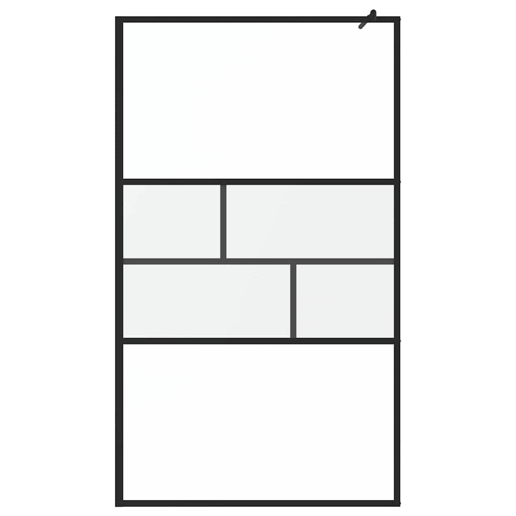 Walk-in Duschwand Schwarz 115 x 195 x 0,5 cm Glas und Aluminium