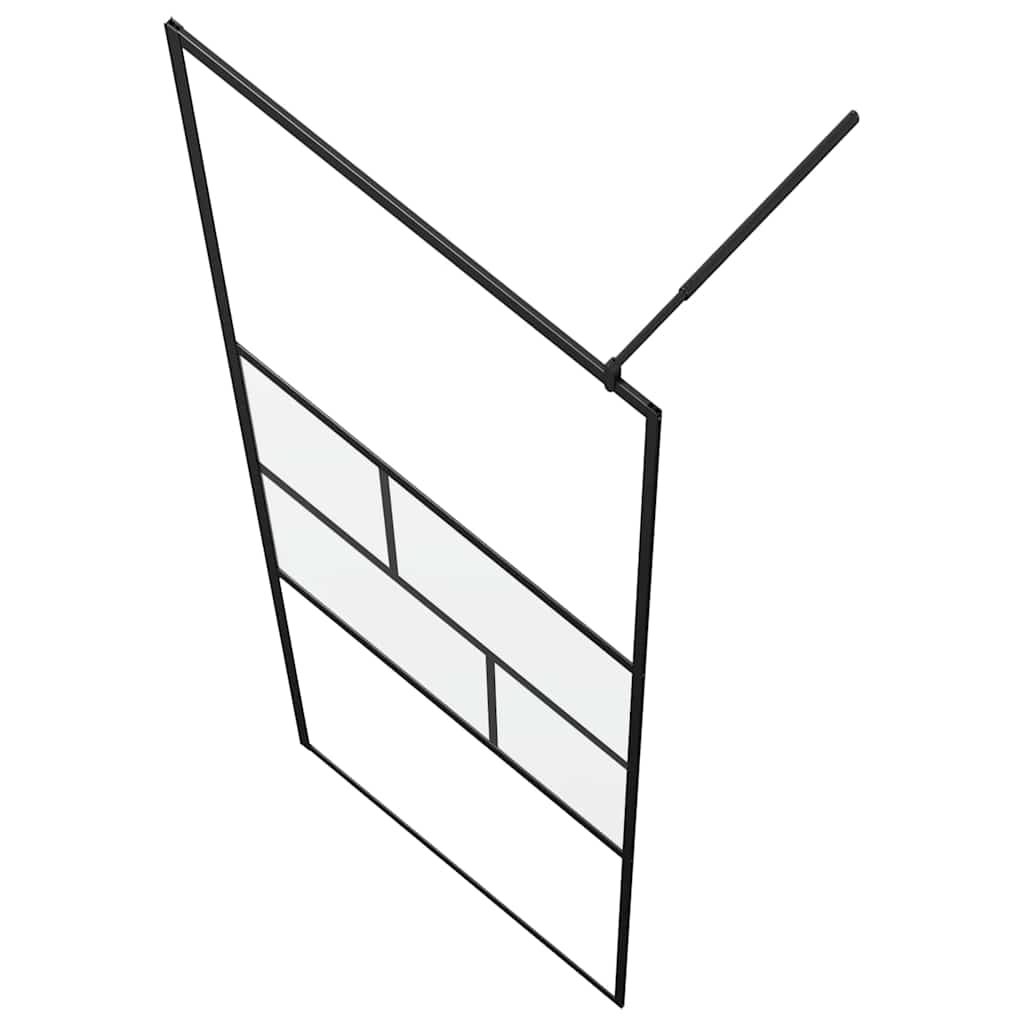 Walk-in Duschwand Schwarz 115 x 195 x 0,5 cm Glas und Aluminium