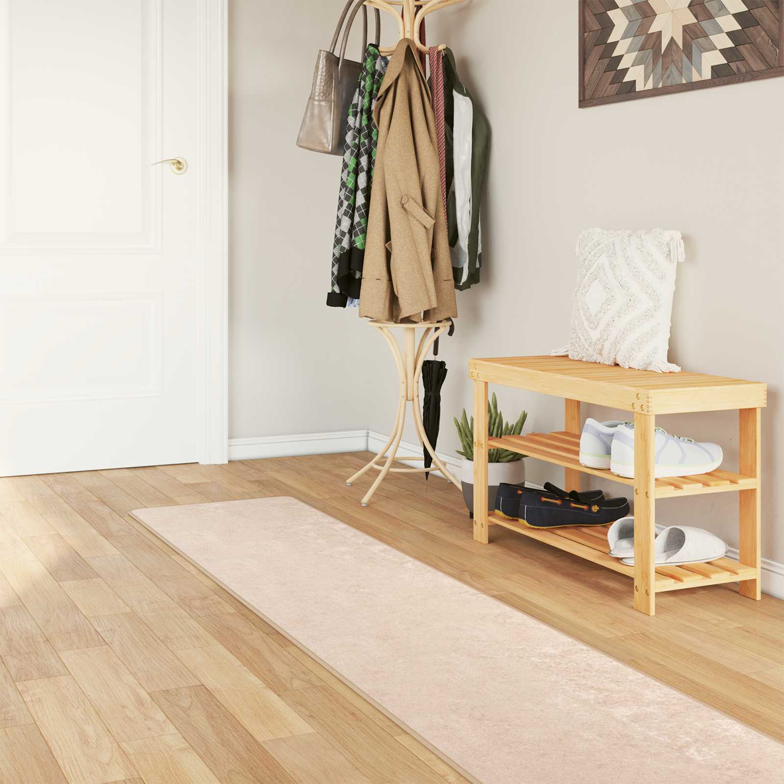 Teppichläufer MARSA Creme 50 x 250 cm Polyester und PVC