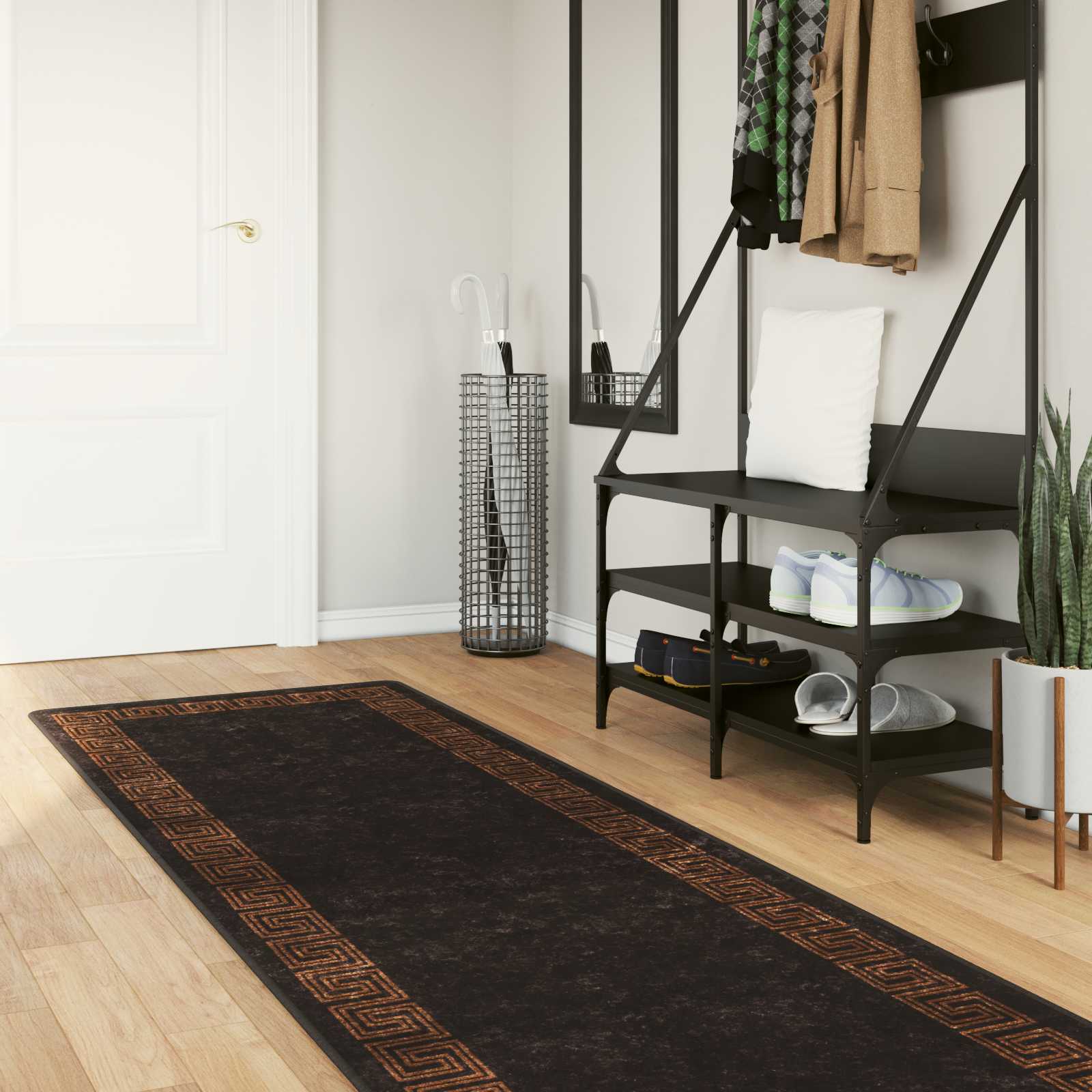 Teppichläufer MARSA Schwarz 100 x 400 cm Polyester und PVC