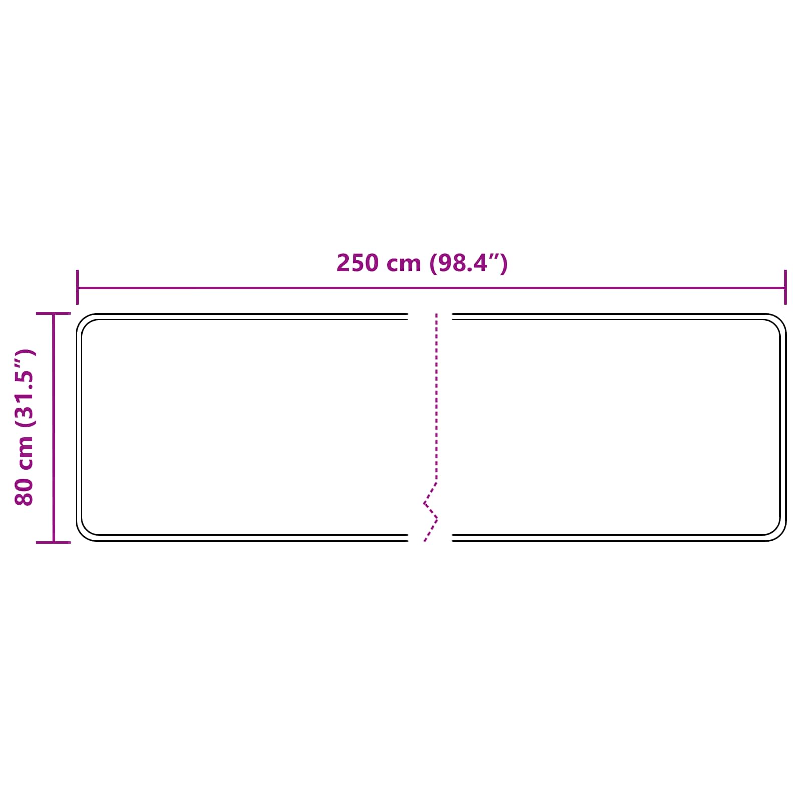 Teppichläufer MARSA Weiß 80 x 250 cm Polyester und PVC
