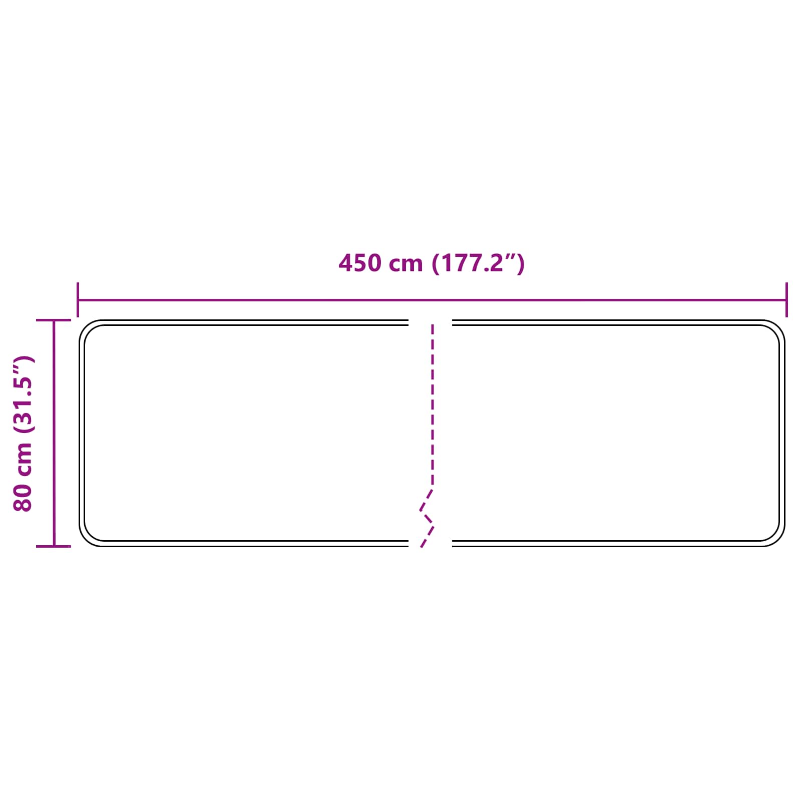 Teppichläufer MARSA Schwarz 80 x 450 cm Polyester und PVC