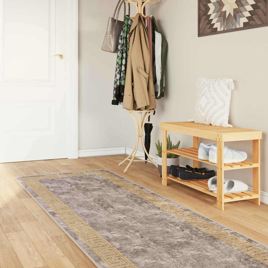 Teppichläufer MARSA Grau 100 x 400 cm Polyester und PVC
