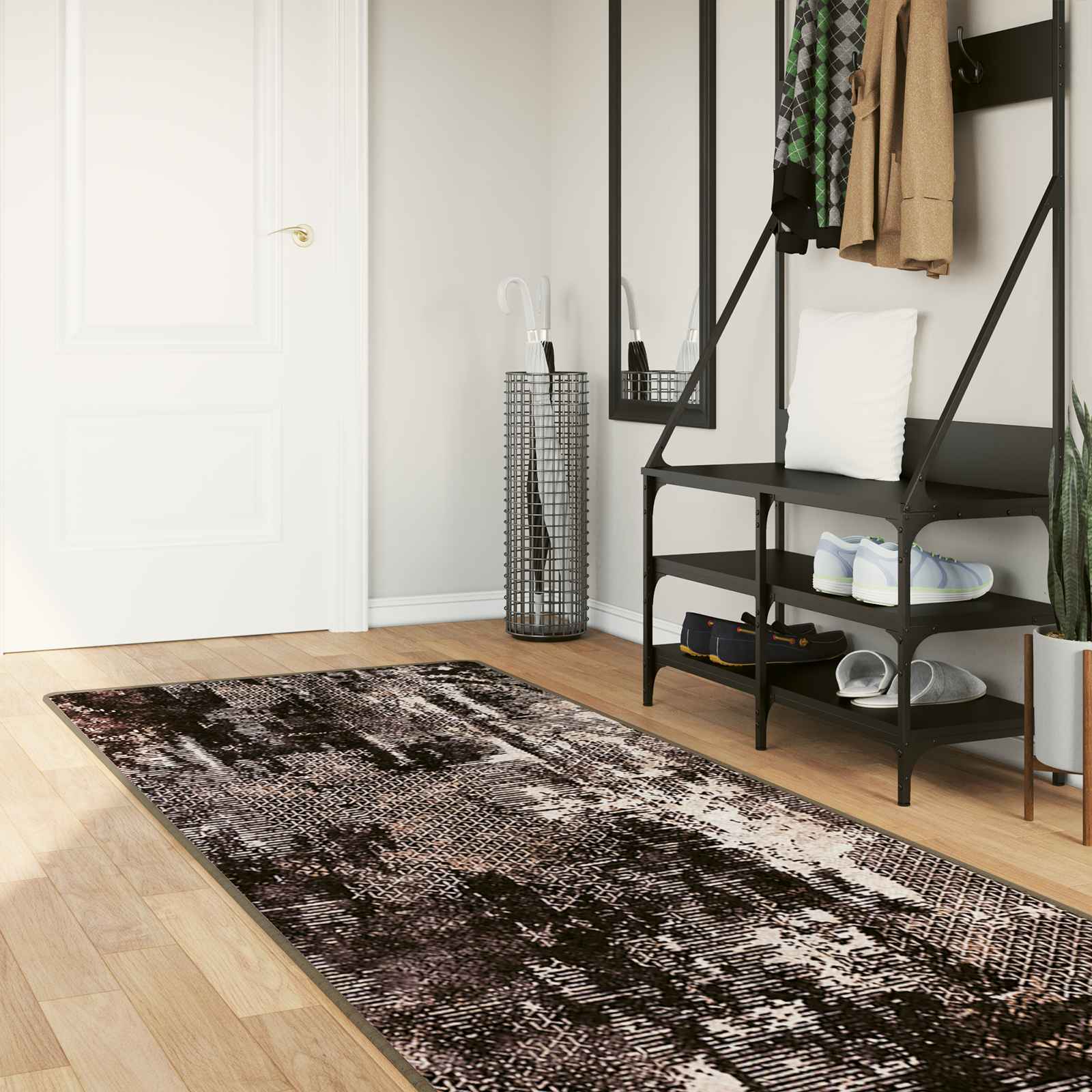 Teppichläufer MARSA Schwarz 100 x 250 cm Polyester und PVC