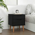 Nachttisch MOLDE Schwarz 40 x 35 x 48 cm Massives Kiefernholz