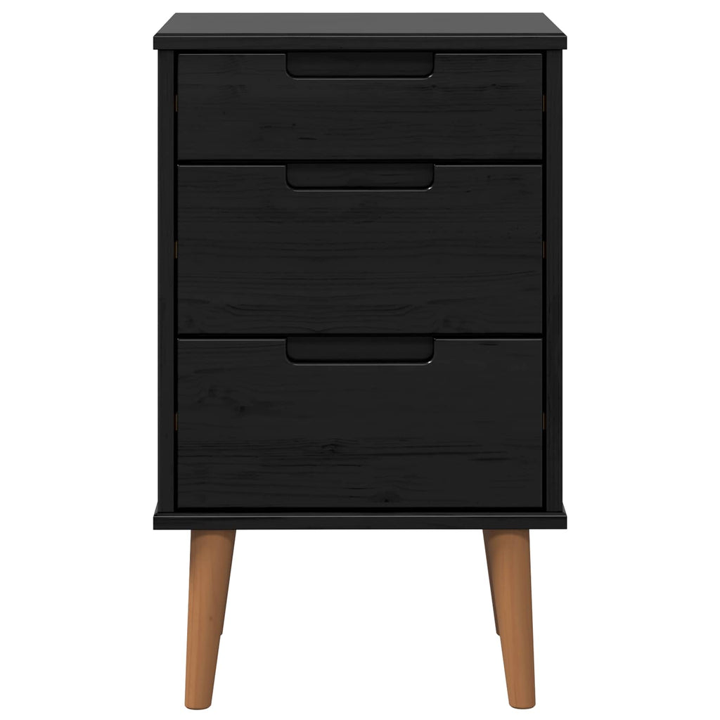 Nachttisch MOLDE Schwarz 40 x 35 x 65 cm Massives Kiefernholz