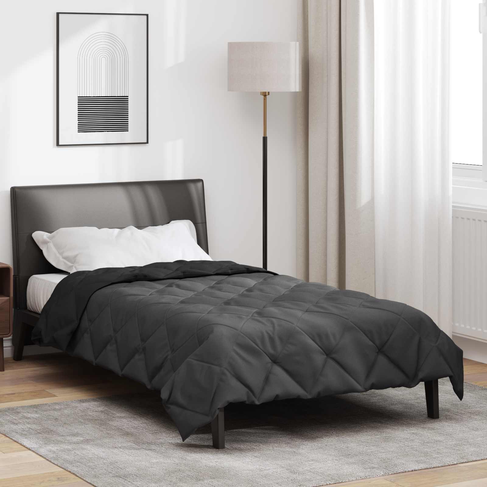 Sommerdecke Schwarz und Anthrazit 200 x 155 cm Mikrofaser