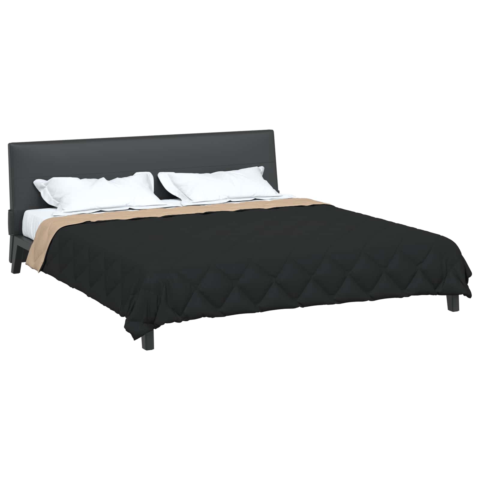 Sommerdecke Schwarz und Taupe 220 x 200 cm Mikrofaser