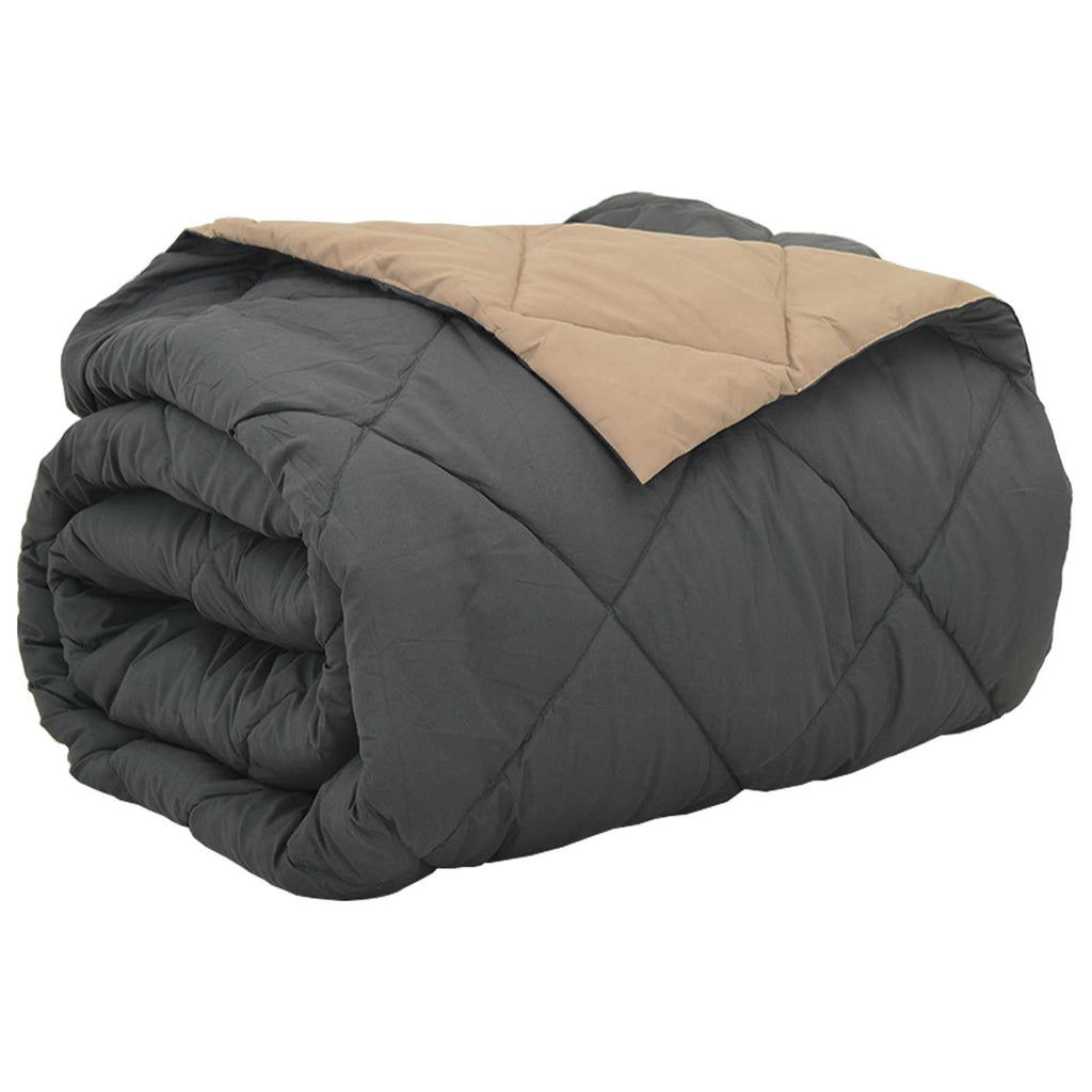 Ganzjahresbettdecke Anthrazit und Taupe 220 x 260 cm Mikrofaser