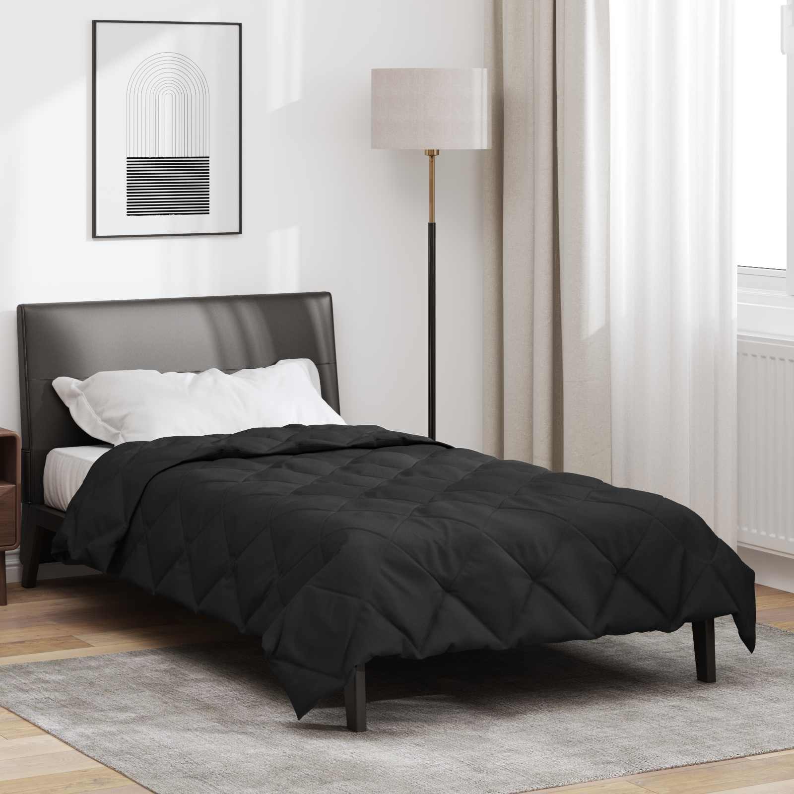 Ganzjahresbettdecke Schwarz 135 x 220 cm Mikrofaser