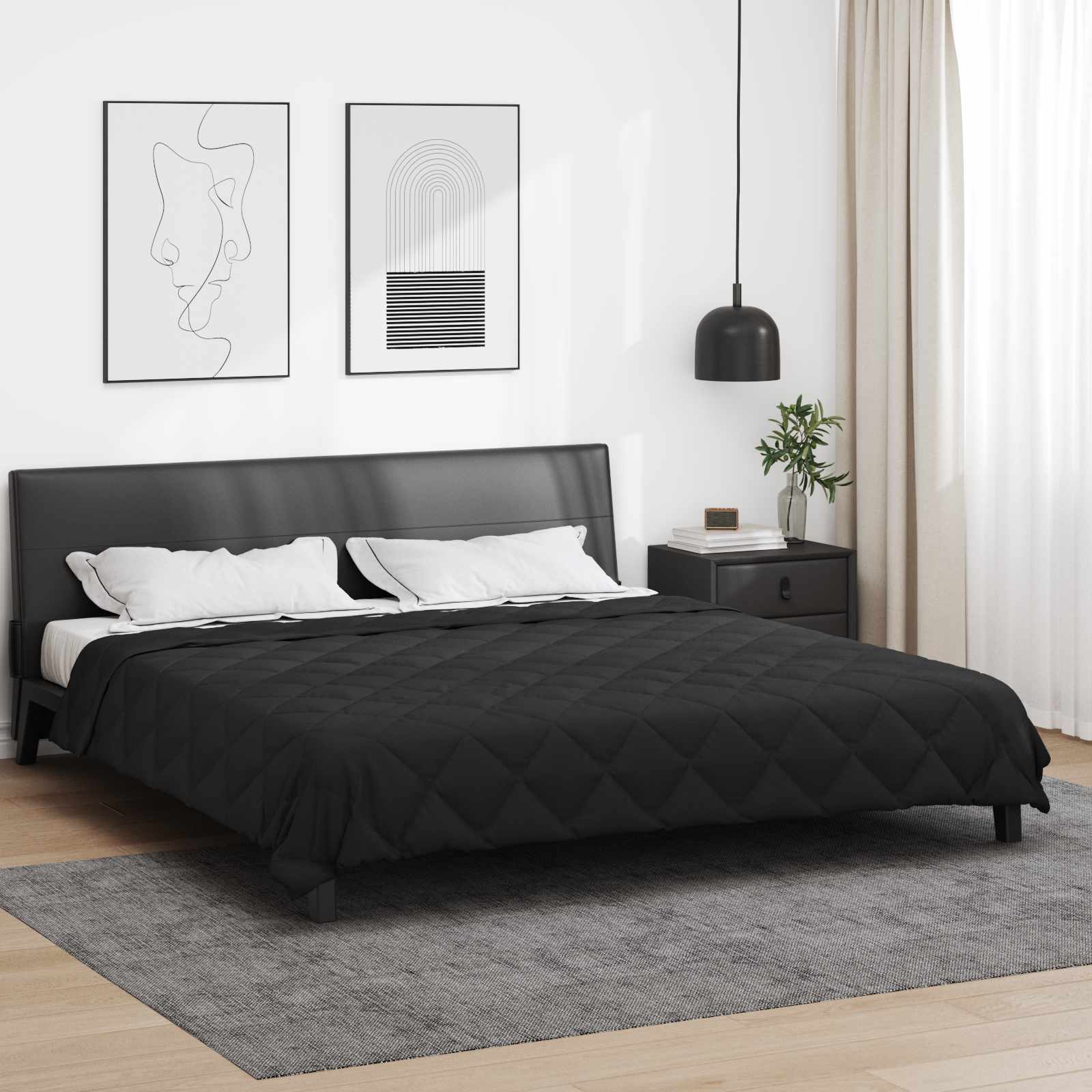 Ganzjahresbettdecke Schwarz 240 x 260 cm Mikrofaser