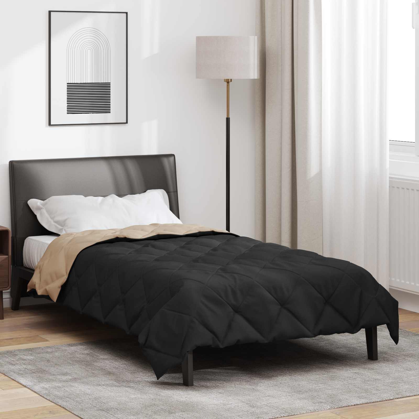 Ganzjahresbettdecke Schwarz und Taupe 135 x 200 cm Mikrofaser