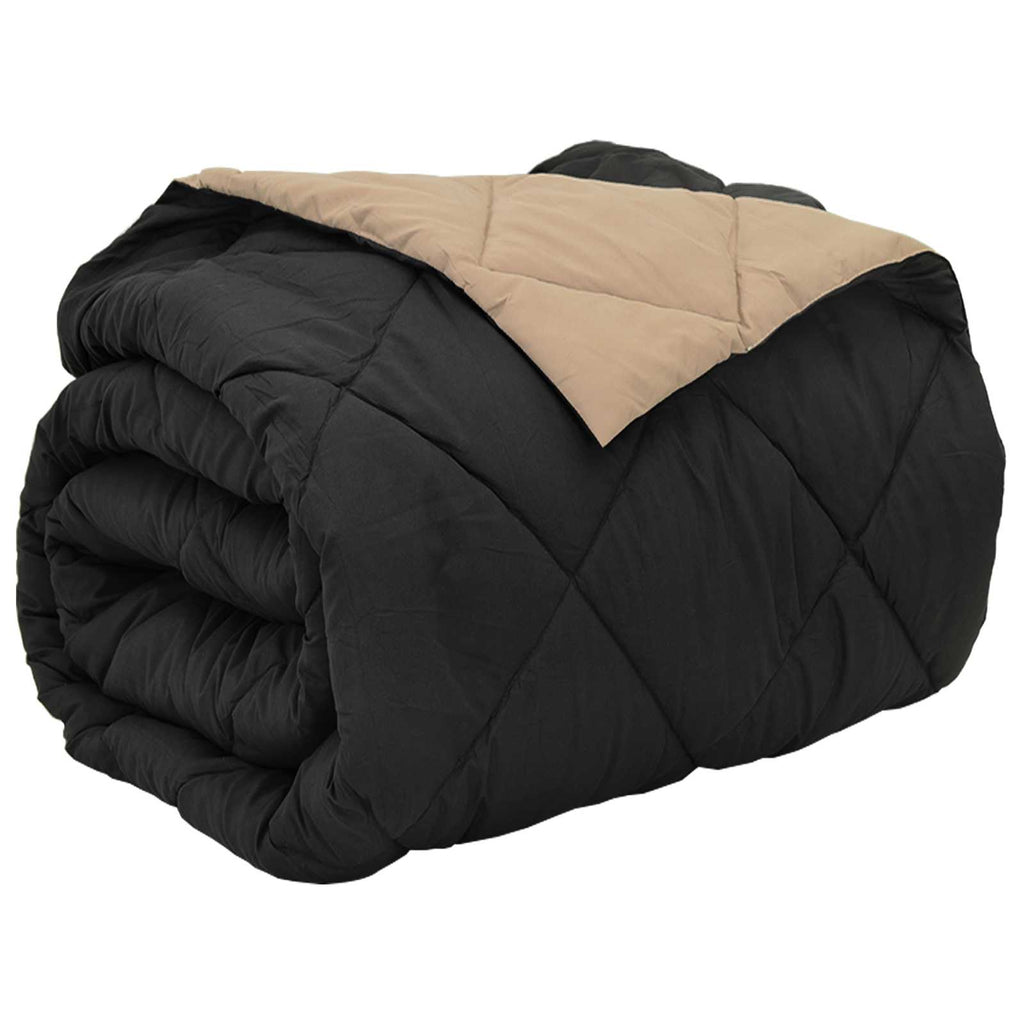 Ganzjahresbettdecke Schwarz und Taupe 220 x 240 cm Mikrofaser