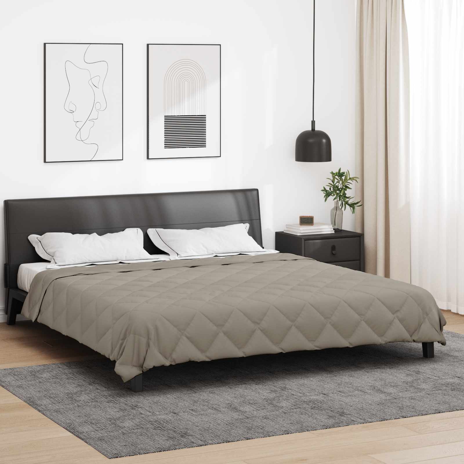 Ganzjahresbettdecke Hellgrau 200 x 200 cm Mikrofaser