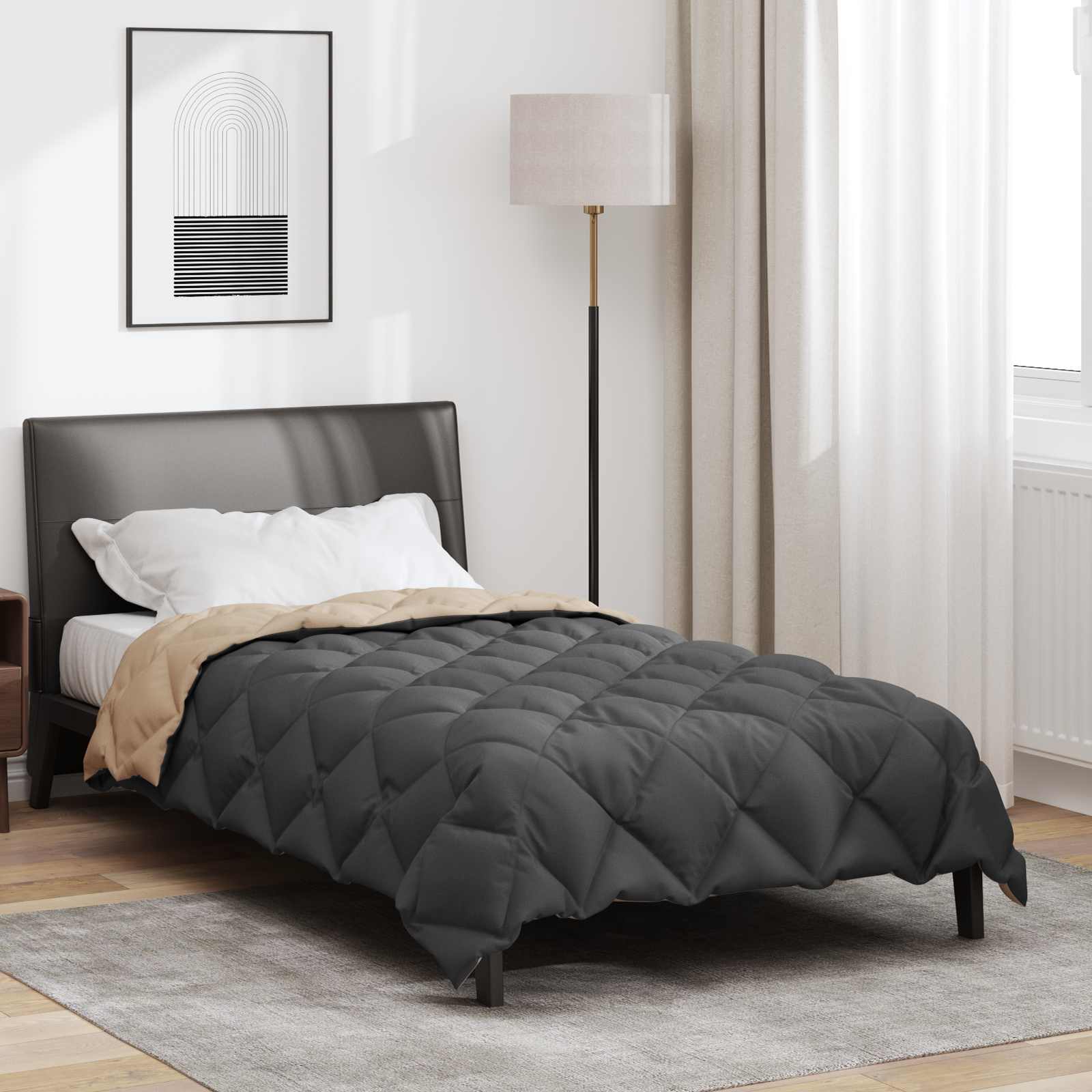 Winterbettdecke Anthrazit und Taupe 155 x 220 cm Mikrofaser