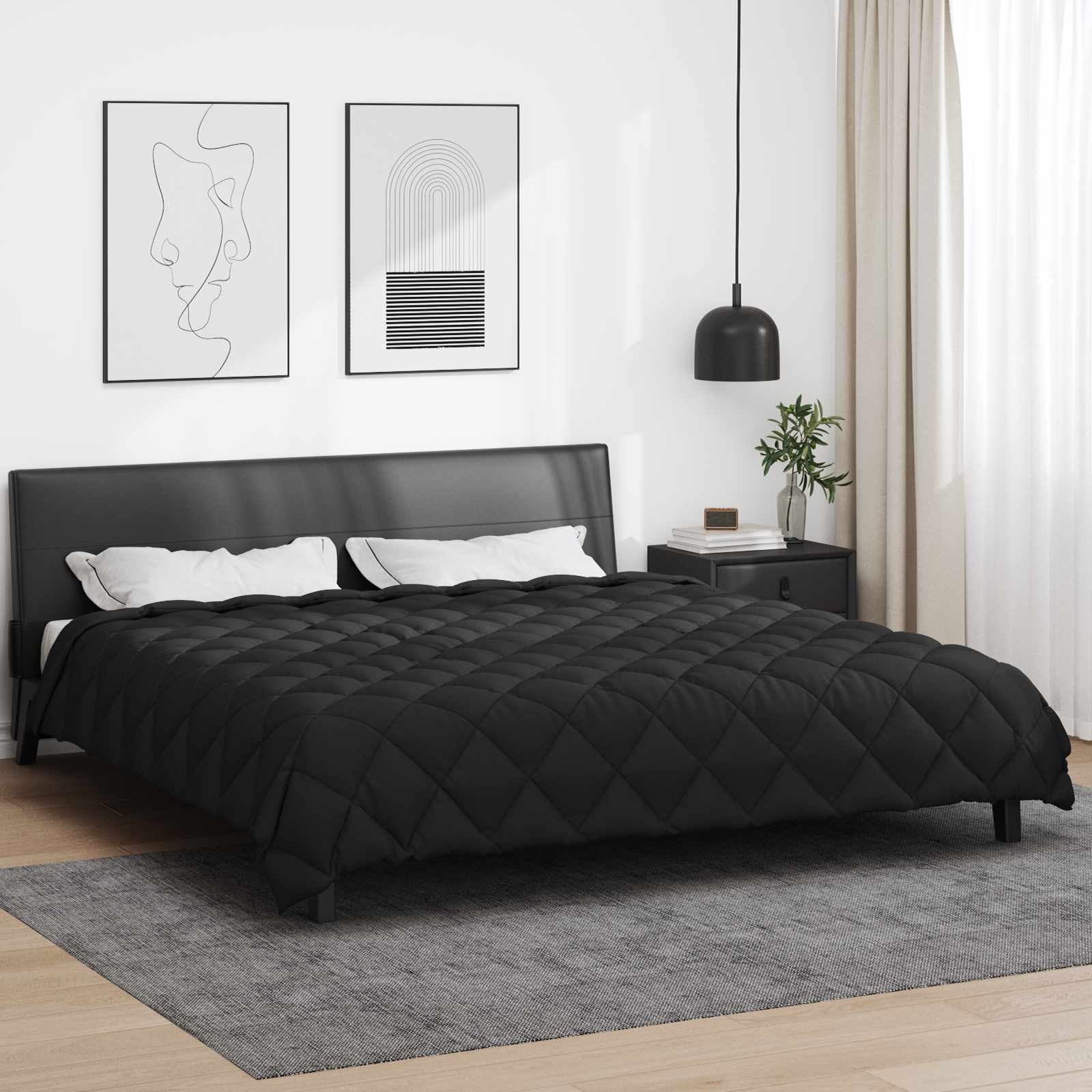 Winterbettdecke Schwarz 200 x 200 cm Mikrofaser