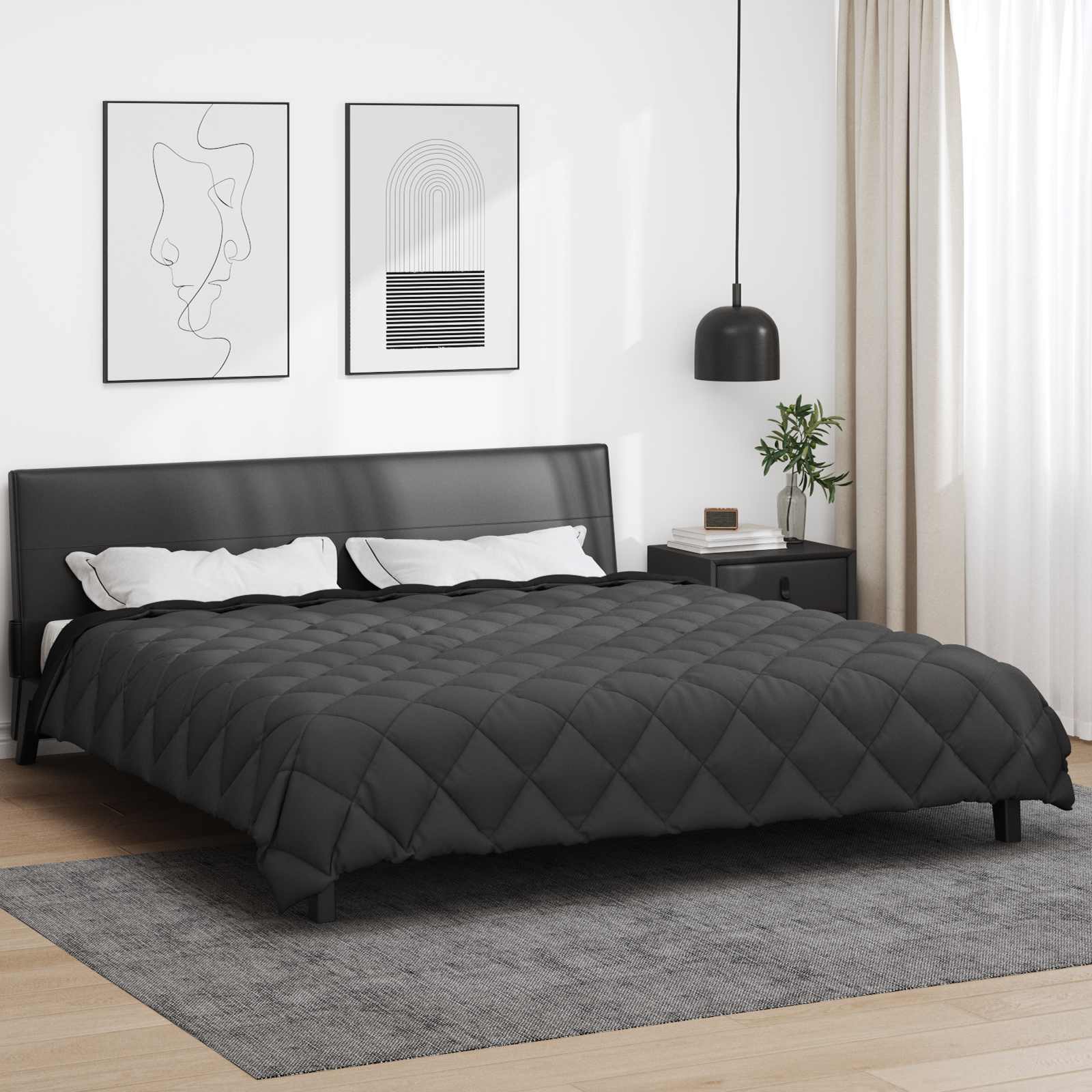 Winterbettdecke Schwarz und Anthrazit 200 x 200 cm Mikrofaser